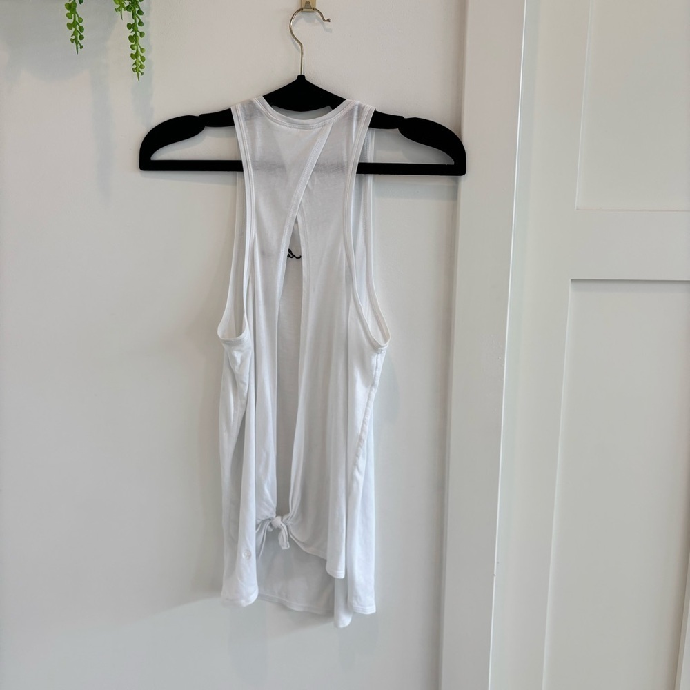 Lululemon All Tied Up White Womens Racerback Tank Top Embroidered Logo Open Back - Picture 5 of 8
